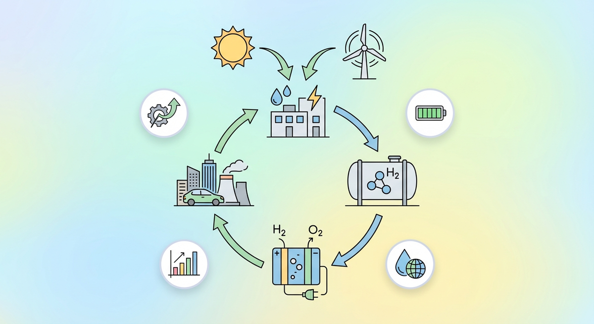 Illustration der viser hvordan Hvordan fungerer brintenergi? fungerer
