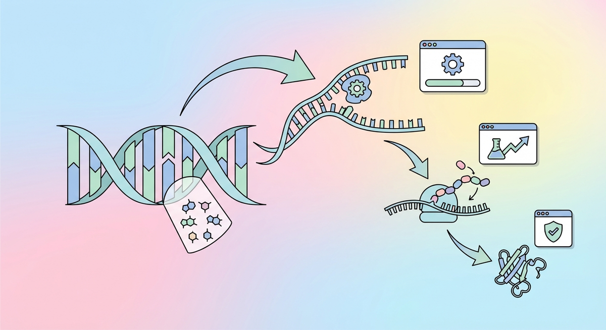 Illustration der viser hvordan Hvordan fungerer DNA? fungerer