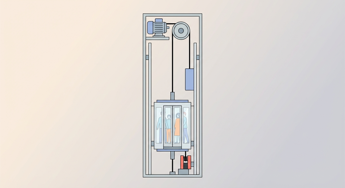 Illustration der viser hvordan Hvordan fungerer en elevator? fungerer