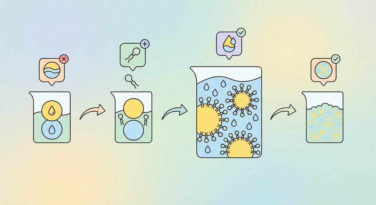 Illustration der viser hvordan Hvordan fungerer emulgatorer? fungerer