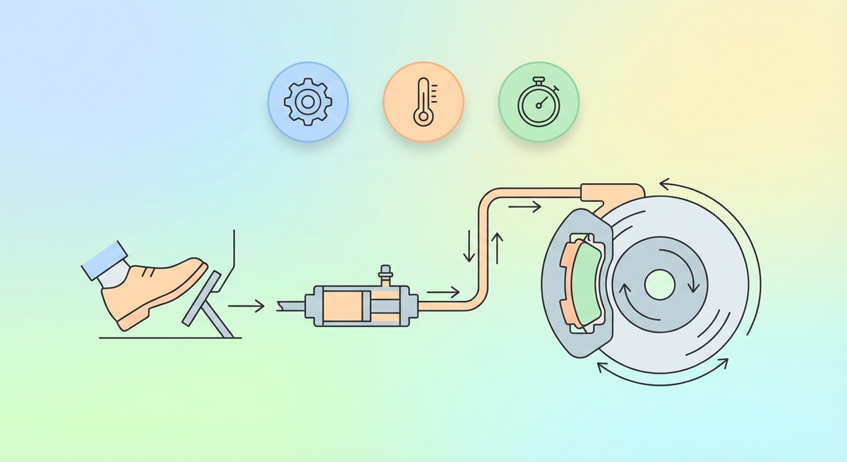 Illustration der viser hvordan Hvordan fungerer en bremse? fungerer