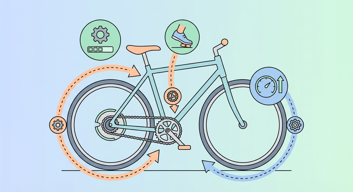 Illustration der viser hvordan Hvordan fungerer en cykel? fungerer