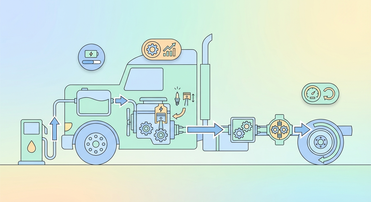 Illustration der viser hvordan Hvordan fungerer en lastbil? fungerer