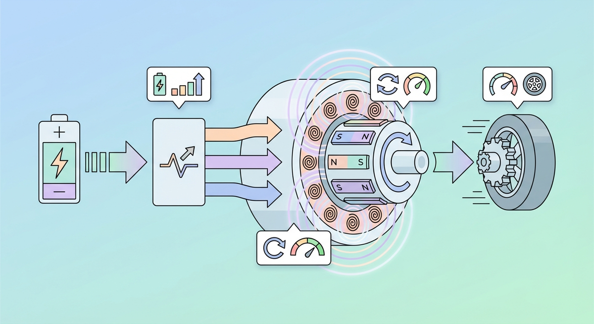 Illustration der viser hvordan Hvordan fungerer en motor? fungerer