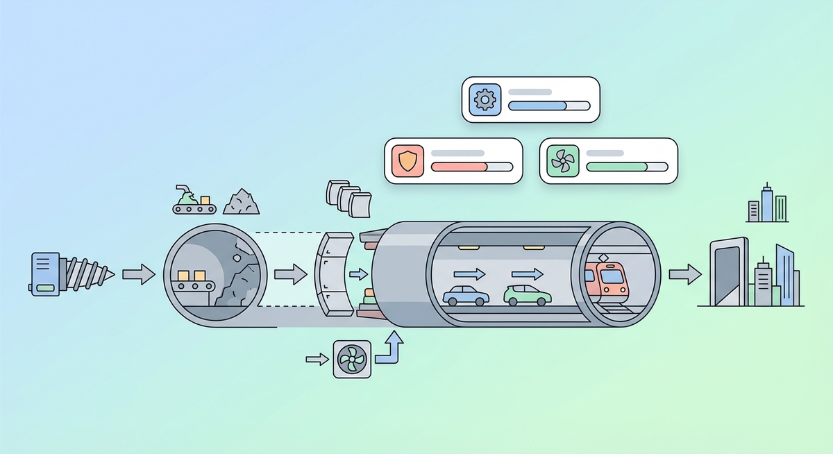 Illustration der viser hvordan Hvordan fungerer en tunnel? fungerer