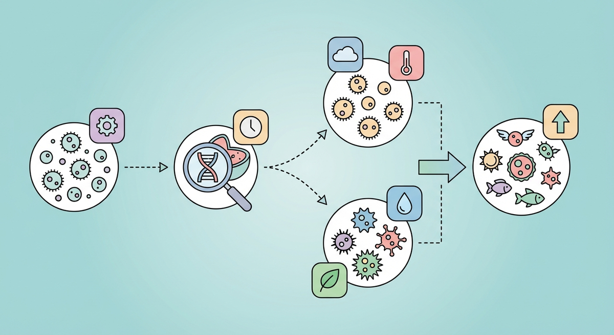 Illustration der viser hvordan Hvordan fungerer evolution? fungerer