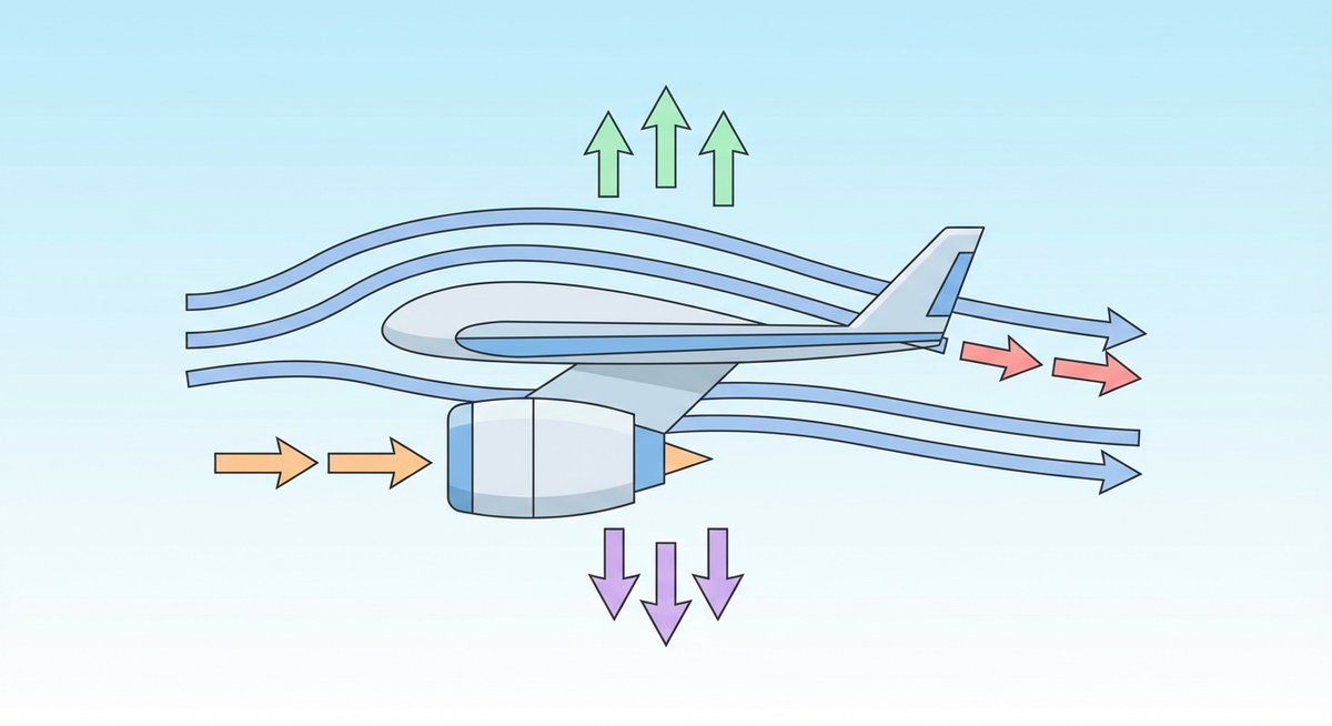 Illustration der viser hvordan Hvordan fungerer et fly? fungerer
