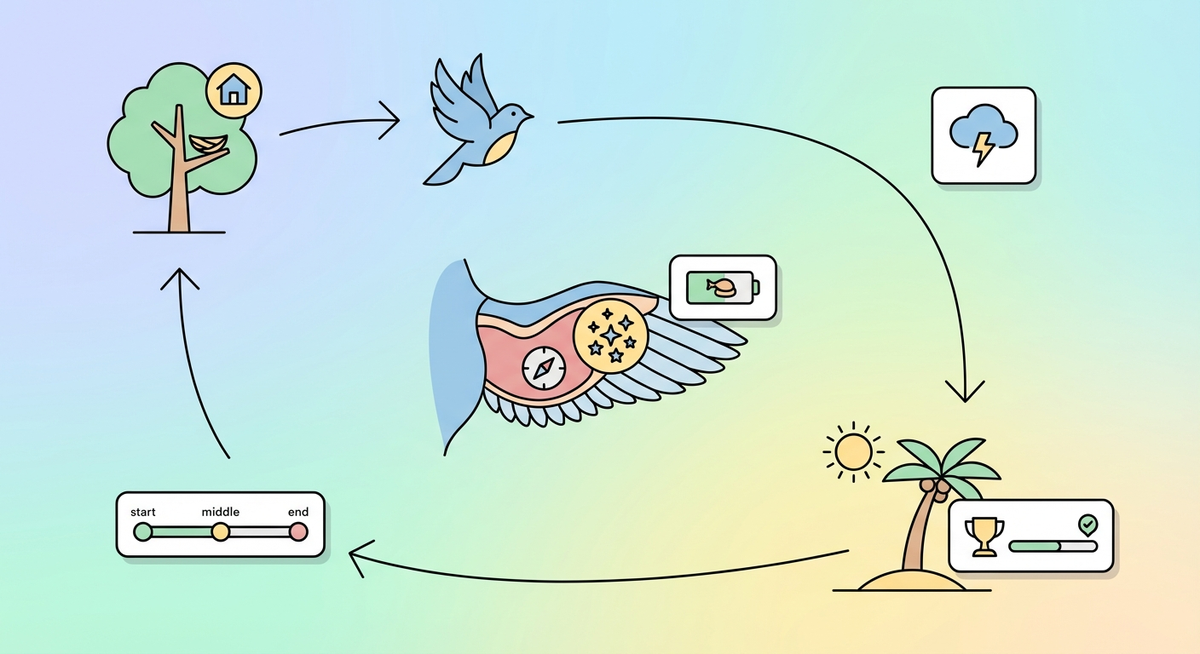 Illustration der viser hvordan Hvordan fungerer fugletrak? fungerer