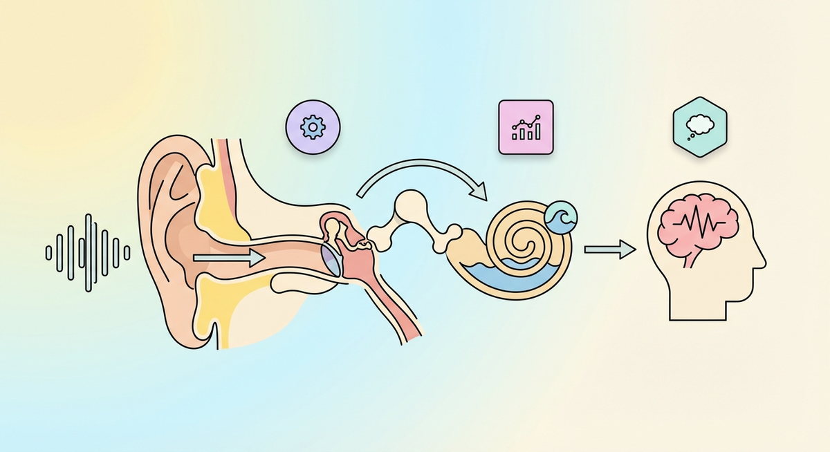 Illustration der viser hvordan Hvordan fungerer hørelsen? fungerer