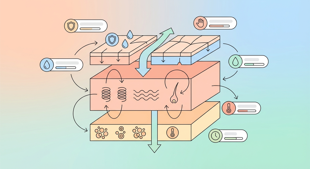 Illustration der viser hvordan Hvordan fungerer huden? fungerer