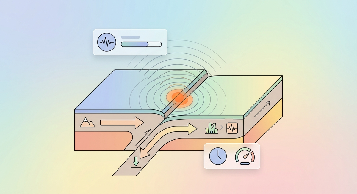 Illustration der viser hvordan Hvordan fungerer et jordskælv? fungerer