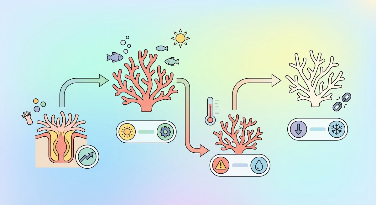 Illustration der viser hvordan Hvordan fungerer koralrev? fungerer
