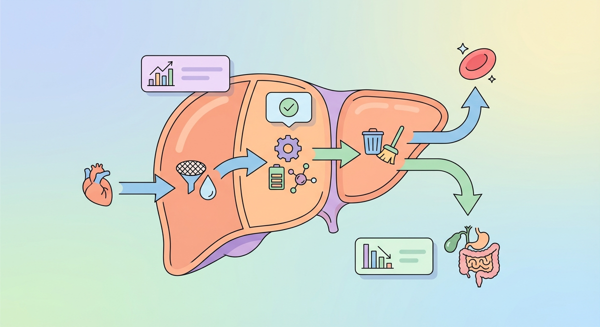 Illustration der viser hvordan Hvordan fungerer leveren? fungerer