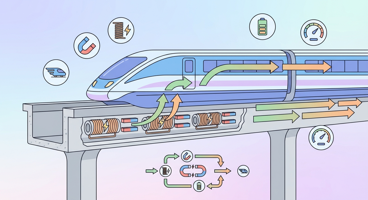 Illustration der viser hvordan Hvordan fungerer maglev-tog? fungerer