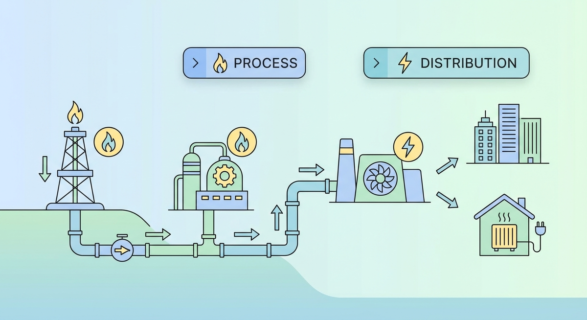 Illustration der viser hvordan Hvordan fungerer naturgas som energikilde? fungerer
