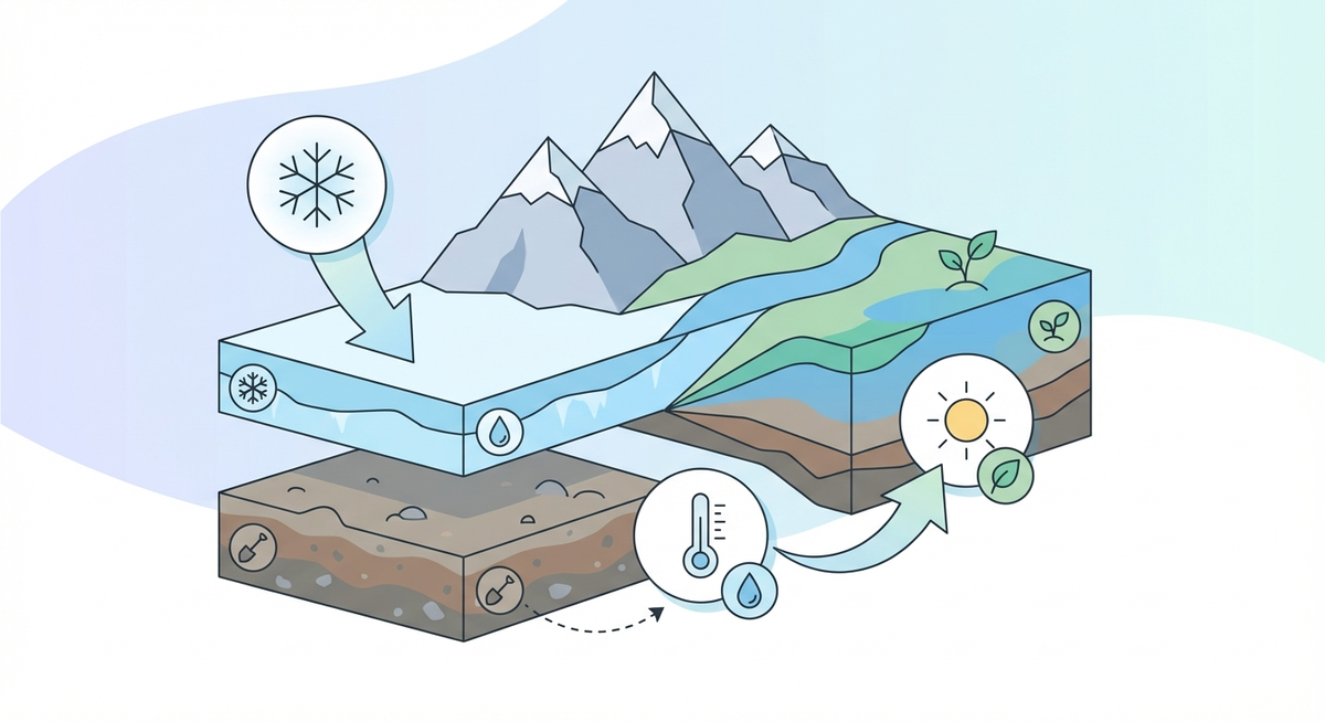 Illustration der viser hvordan Hvordan fungerer permafrost? fungerer