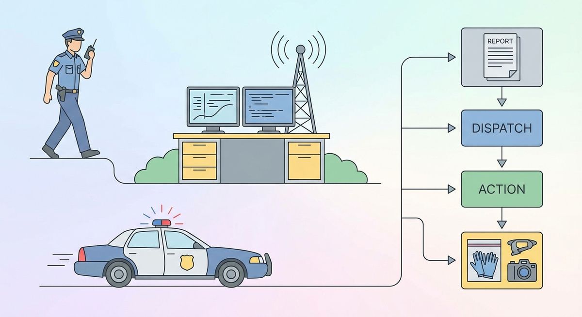 Illustration der viser hvordan Hvordan fungerer politiet? fungerer