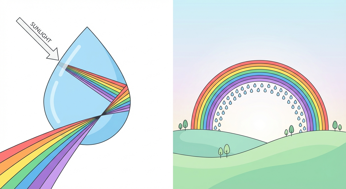 Hvordan fungerer en regnbue?