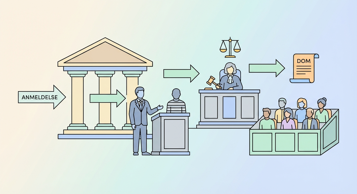 Illustration der viser hvordan Hvordan fungerer retssystemet? fungerer