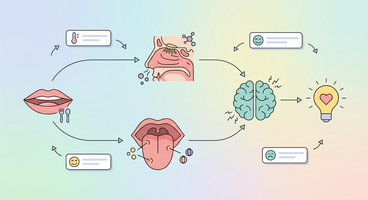 Illustration der viser hvordan Hvordan fungerer smagsoplevelsen? fungerer
