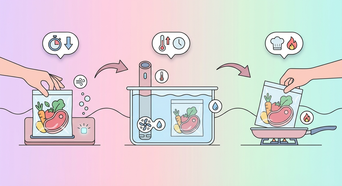 Illustration der viser hvordan Hvordan fungerer sous vide? fungerer