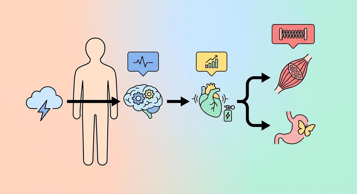 Illustration der viser hvordan Hvordan fungerer stress? fungerer