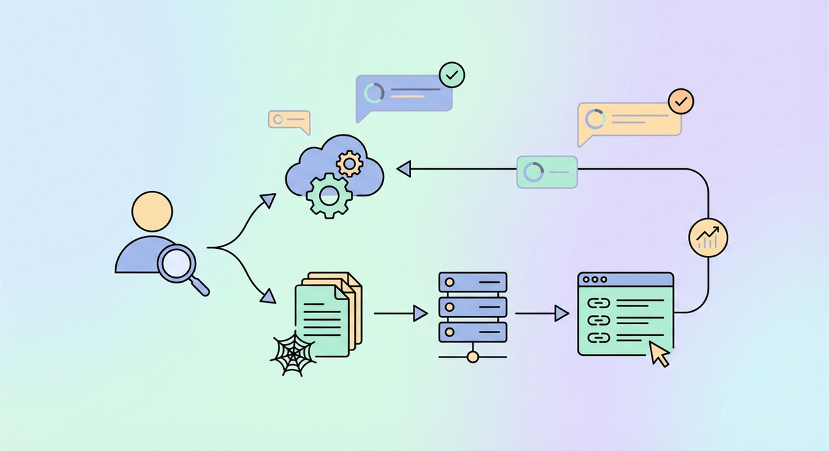 Illustration der viser hvordan Hvordan fungerer SEO? fungerer