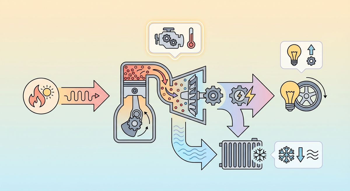Illustration der viser hvordan Hvordan fungerer termodynamik? fungerer