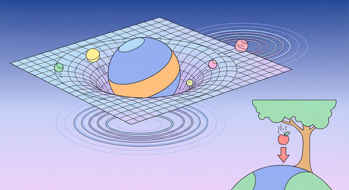 Illustration der viser hvordan Hvordan fungerer tyngdekraften? fungerer