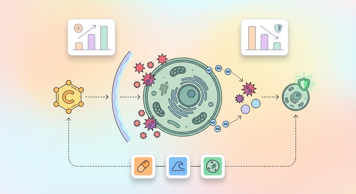 Illustration der viser hvordan Hvordan fungerer vitamin C? fungerer